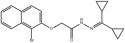 2-[(1-bromo-2-naphthyl)oxy]-N'-(dicyclopropylmethylene)acetohydrazide Struktur