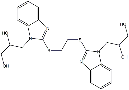 3-{2-[(2-{[1-(2,3-dihydroxypropyl)-1H-benzimidazol-2-yl]sulfanyl}ethyl)sulfanyl]-1H-benzimidazol-1-yl}-1,2-propanediol Struktur