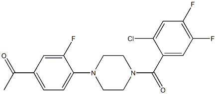 1-{4-[4-(2-chloro-4,5-difluorobenzoyl)-1-piperazinyl]-3-fluorophenyl}ethanone Struktur