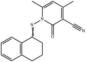 1-[3,4-dihydro-1(2H)-naphthalenylideneamino]-4,6-dimethyl-2-oxo-1,2-dihydro-3-pyridinecarbonitrile Struktur