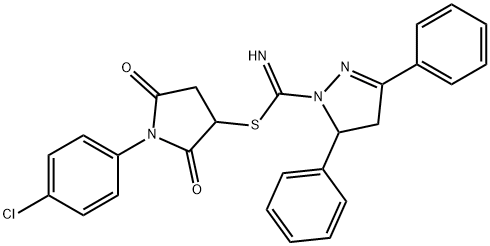 1-(4-chlorophenyl)-2,5-dioxo-3-pyrrolidinyl 3,5-diphenyl-4,5-dihydro-1H-pyrazole-1-carbimidothioate Struktur