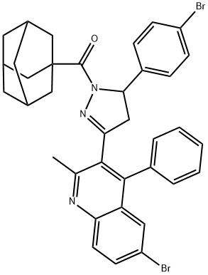 3-[1-(1-adamantylcarbonyl)-5-(4-bromophenyl)-4,5-dihydro-1H-pyrazol-3-yl]-6-bromo-2-methyl-4-phenylquinoline Struktur