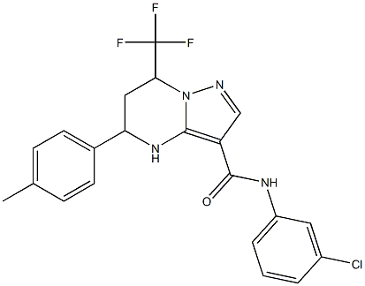 N-(3-chlorophenyl)-5-(4-methylphenyl)-7-(trifluoromethyl)-4,5,6,7-tetrahydropyrazolo[1,5-a]pyrimidine-3-carboxamide Struktur