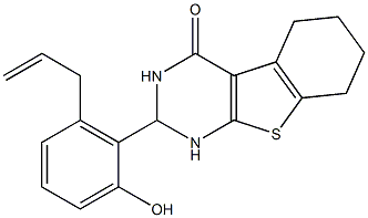 2-(2-hydroxy-6-prop-2-enylphenyl)-2,3,5,6,7,8-hexahydro[1]benzothieno[2,3-d]pyrimidin-4(1H)-one Struktur