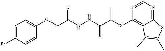 N'-[(4-bromophenoxy)acetyl]-2-[(5,6-dimethylthieno[2,3-d]pyrimidin-4-yl)sulfanyl]propanohydrazide Struktur