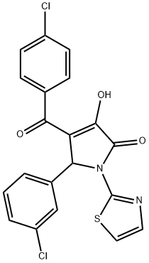 4-(4-chlorobenzoyl)-5-(3-chlorophenyl)-3-hydroxy-1-(1,3-thiazol-2-yl)-1,5-dihydro-2H-pyrrol-2-one Struktur