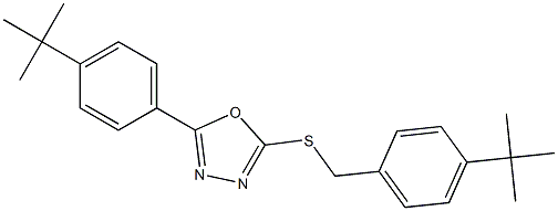 4-tert-butylbenzyl 5-(4-tert-butylphenyl)-1,3,4-oxadiazol-2-yl sulfide Struktur