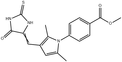 methyl 4-{2,5-dimethyl-3-[(5-oxo-2-thioxoimidazolidin-4-ylidene)methyl]-1H-pyrrol-1-yl}benzoate Struktur