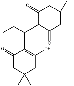 2-[1-(2-hydroxy-4,4-dimethyl-6-oxo-1-cyclohexen-1-yl)propyl]-5,5-dimethyl-1,3-cyclohexanedione Struktur