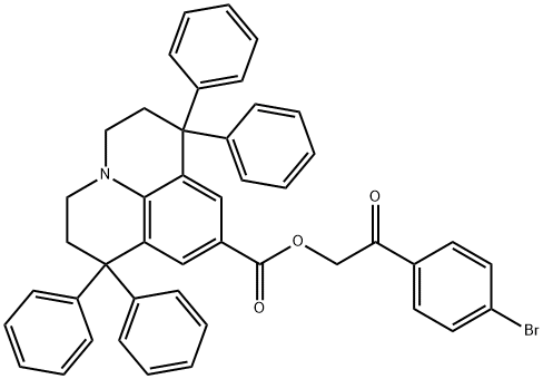 2-(4-bromophenyl)-2-oxoethyl 1,1,7,7-tetraphenyl-2,3,6,7-tetrahydro-1H,5H-pyrido[3,2,1-ij]quinoline-9-carboxylate Struktur