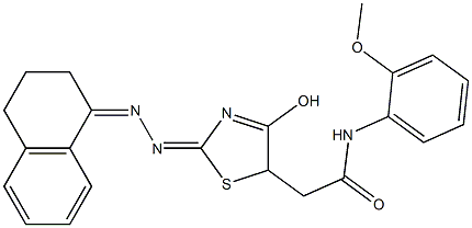 2-[2-(3,4-dihydro-1(2H)-naphthalenylidenehydrazono)-4-hydroxy-2,5-dihydro-1,3-thiazol-5-yl]-N-(2-methoxyphenyl)acetamide Struktur