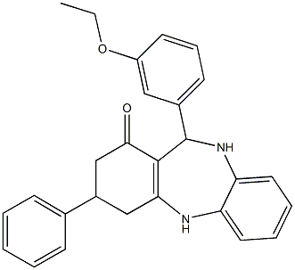 11-(3-ethoxyphenyl)-3-phenyl-2,3,4,5,10,11-hexahydro-1H-dibenzo[b,e][1,4]diazepin-1-one Struktur