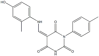 5-[(4-hydroxy-2-methylanilino)methylene]-1-(4-methylphenyl)-2,4,6(1H,3H,5H)-pyrimidinetrione Struktur