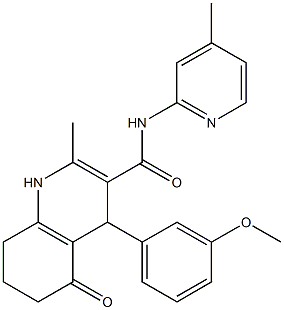 4-(3-methoxyphenyl)-2-methyl-N-(4-methyl-2-pyridinyl)-5-oxo-1,4,5,6,7,8-hexahydro-3-quinolinecarboxamide Struktur