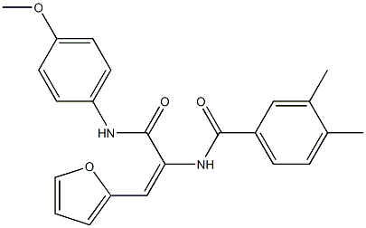 N-{2-(2-furyl)-1-[(4-methoxyanilino)carbonyl]vinyl}-3,4-dimethylbenzamide Struktur