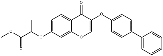 methyl 2-{[3-([1,1'-biphenyl]-4-yloxy)-4-oxo-4H-chromen-7-yl]oxy}propanoate Struktur