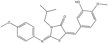 5-(3-hydroxy-4-methoxybenzylidene)-3-isobutyl-2-[(4-methoxyphenyl)imino]-1,3-thiazolidin-4-one Struktur