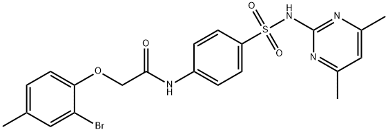 2-(2-bromo-4-methylphenoxy)-N-(4-{[(4,6-dimethyl-2-pyrimidinyl)amino]sulfonyl}phenyl)acetamide Struktur