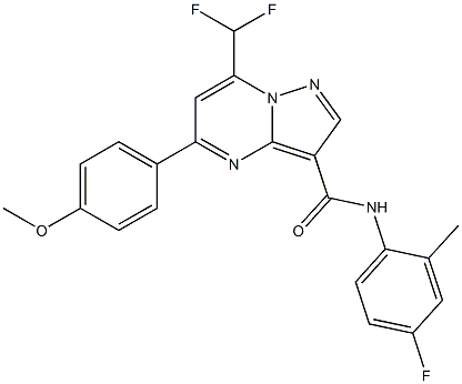 7-(difluoromethyl)-N-(4-fluoro-2-methylphenyl)-5-(4-methoxyphenyl)pyrazolo[1,5-a]pyrimidine-3-carboxamide Struktur