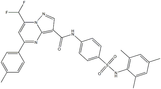 7-(difluoromethyl)-N-{4-[(mesitylamino)sulfonyl]phenyl}-5-(4-methylphenyl)pyrazolo[1,5-a]pyrimidine-3-carboxamide Struktur