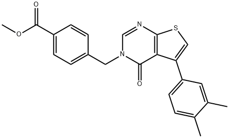 methyl 4-[(5-(3,4-dimethylphenyl)-4-oxothieno[2,3-d]pyrimidin-3(4H)-yl)methyl]benzoate Struktur