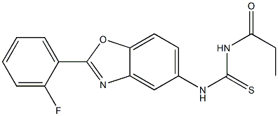 N-[2-(2-fluorophenyl)-1,3-benzoxazol-5-yl]-N'-propionylthiourea Struktur