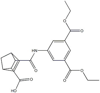 3-{[3,5-bis(ethoxycarbonyl)anilino]carbonyl}bicyclo[2.2.1]hept-5-ene-2-carboxylic acid Struktur