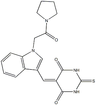 5-({1-[2-oxo-2-(1-pyrrolidinyl)ethyl]-1H-indol-3-yl}methylene)-2-thioxodihydro-4,6(1H,5H)-pyrimidinedione Struktur