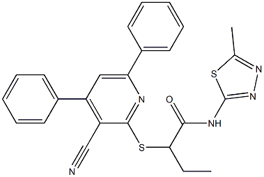 2-[(3-cyano-4,6-diphenylpyridin-2-yl)sulfanyl]-N-(5-methyl-1,3,4-thiadiazol-2-yl)butanamide Struktur