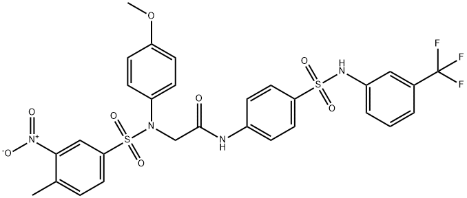 2-[({3-nitro-4-methylphenyl}sulfonyl)-4-methoxyanilino]-N-(4-{[3-(trifluoromethyl)anilino]sulfonyl}phenyl)acetamide Struktur