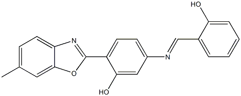 5-[(2-hydroxybenzylidene)amino]-2-(6-methyl-1,3-benzoxazol-2-yl)phenol Struktur