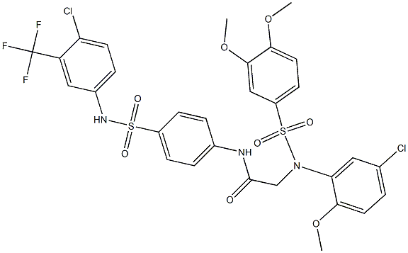 2-{5-chloro[(3,4-dimethoxyphenyl)sulfonyl]-2-methoxyanilino}-N-(4-{[4-chloro-3-(trifluoromethyl)anilino]sulfonyl}phenyl)acetamide Struktur