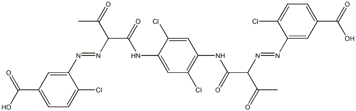 3-[(E)-2-{1-[(4-{2-[(E)-2-(5-carboxy-2-chlorophenyl)diazen-1-yl]-3-oxobutanamido}-2,5-dichlorophenyl)carbamoyl]-2-oxopropyl}diazen-1-yl]-4-chlorobenzoic acid Struktur