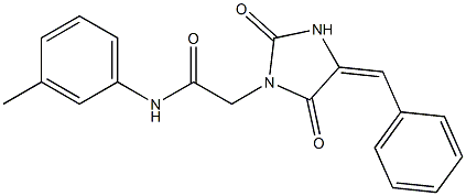 2-(4-benzylidene-2,5-dioxo-1-imidazolidinyl)-N-(3-methylphenyl)acetamide Struktur