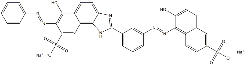 1H-Naphth[1,2-d]imidazole-8-sulfonic acid, 6-hydroxy-2-[3-[(2-hydroxy-6-sulfo-1-naphthalenyl)azo]phenyl]-7-(phenylazo)-, disodium salt Struktur