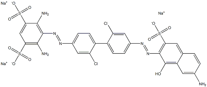 1,3-Benzenedisulfonic acid, 4,6-diamino-5-[[4'-[(7-amino-1-hydroxy-3-sulfo-2-naphthalenyl)azo]-2,2'-dichloro[1,1'-biphenyl]-4-yl]azo]-, trisodium salt Struktur