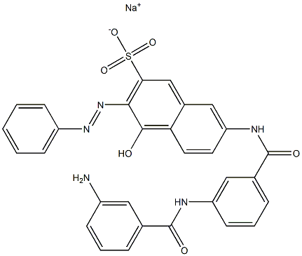 2-Naphthalenesulfonic acid, 7-[[3-[(3-aminobenzoyl)amino]benzoyl]amino]-4-hydroxy-3-(phenylazo)-, monosodium salt Struktur