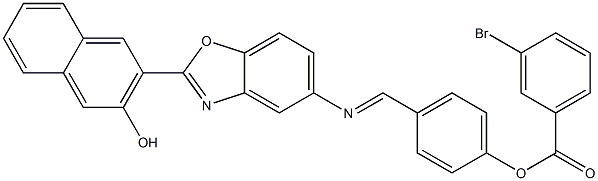 4-({[2-(3-hydroxy-2-naphthyl)-1,3-benzoxazol-5-yl]imino}methyl)phenyl 3-bromobenzoate Struktur