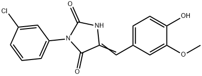 3-(3-chlorophenyl)-5-(4-hydroxy-3-methoxybenzylidene)-2,4-imidazolidinedione Struktur