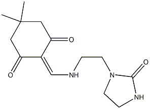 5,5-dimethyl-2-({[2-(2-oxo-1-imidazolidinyl)ethyl]amino}methylene)-1,3-cyclohexanedione Struktur