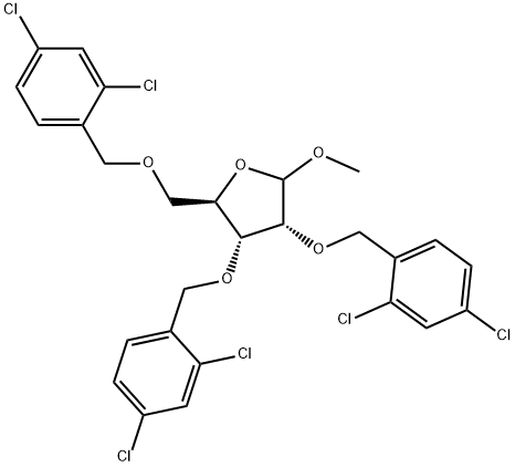 Methyl 2,3,5-tris-O-(2,4-dichlorobenzyl)-D-ribofuranoside Struktur