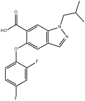 5-(2,4-difluorophenoxy)-1-isobutyl-1H-indazole-6-carboxylic acid Struktur