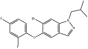 1H-Indazole, 6-bromo-5-(2,4-difluorophenoxy)-1-(2-methylpropyl)- Struktur