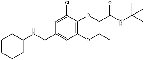 N-(tert-butyl)-2-{2-chloro-4-[(cyclohexylamino)methyl]-6-ethoxyphenoxy}acetamide Struktur