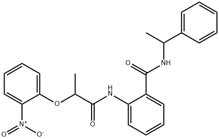 2-{[2-(2-nitrophenoxy)propanoyl]amino}-N-(1-phenylethyl)benzamide Struktur