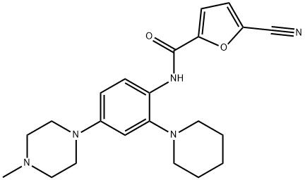 5-cyano-N-(4-(4-methylpiperazin-1-yl)-2-(piperidin-1-yl)phenyl)furan-2-carboxamide Struktur