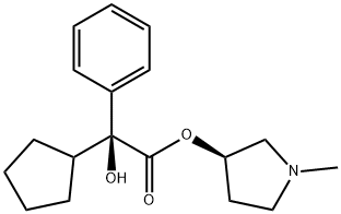 (R)-1-methylpyrrolidin-3-yl (S)-2-cyclopentyl-2-hydroxy-2-phenylacetate Struktur