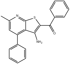 (3-amino-6-methyl-4-phenylthieno[2,3-b]pyridin-2-yl)(phenyl)methanone Struktur