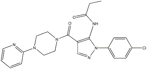 N-(1-(4-chlorophenyl)-4-{[4-(2-pyridinyl)-1-piperazinyl]carbonyl}-1H-pyrazol-5-yl)propanamide Struktur