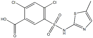 2,4-dichloro-5-[(5-methyl-1,3-thiazol-2-yl)sulfamoyl]benzoic acid Struktur